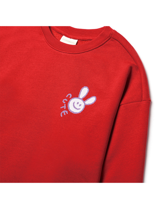 [기모옵션] Smiling Rabbit Sweat Shirts [RED]