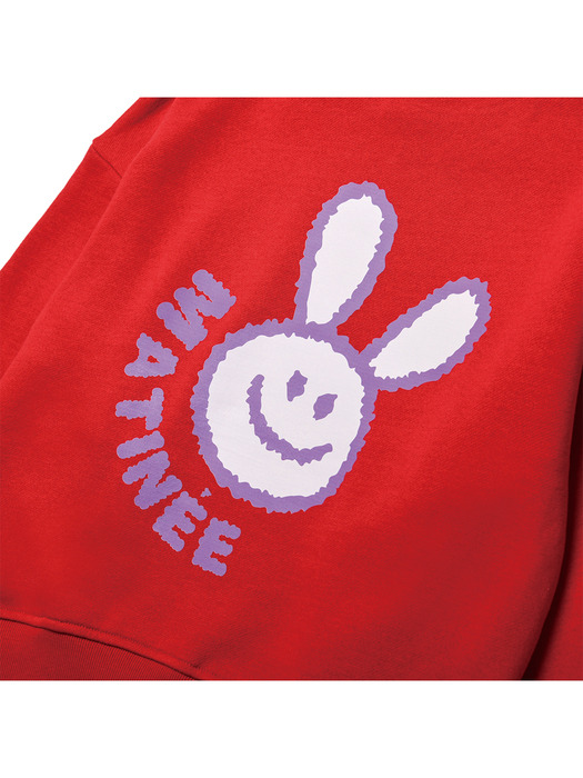 [기모옵션] Smiling Rabbit Sweat Shirts [RED]