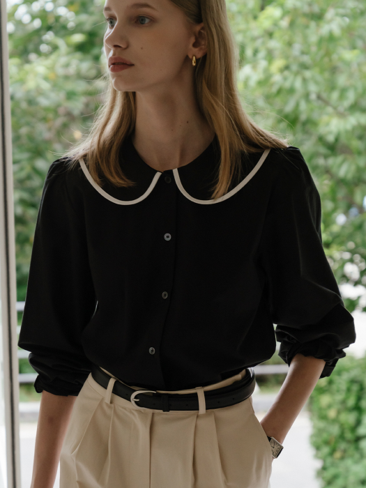 Round collar blouse(Black)