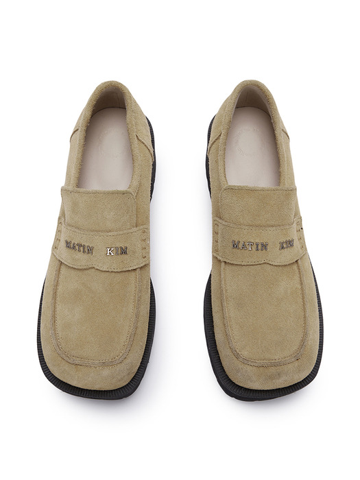 MATIN SQUARE SUEDE LOAFER IN BEIGE