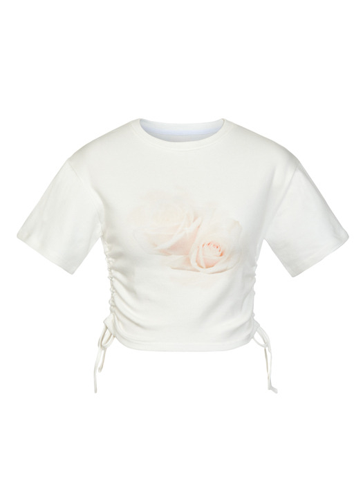 Rose Shirring T-shirt (WHITE)