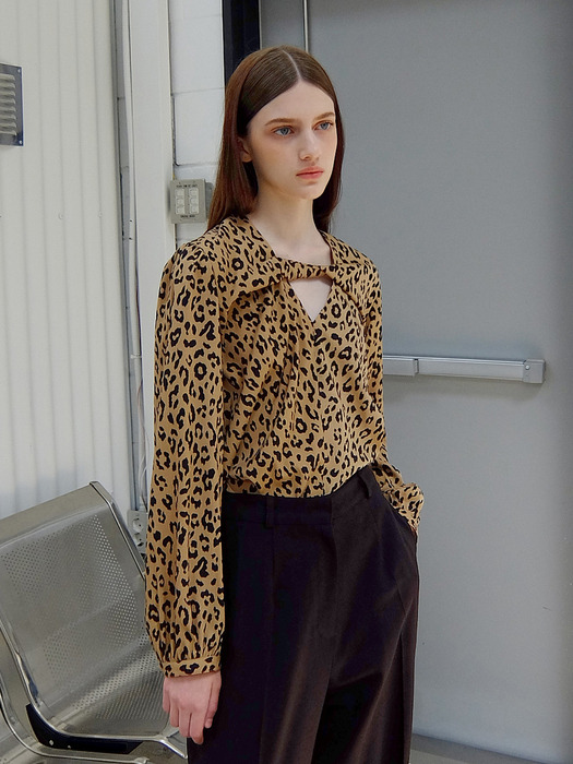 Leopard twist blouse_Brown