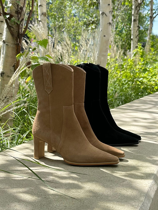 Western ankle boots(Camel)