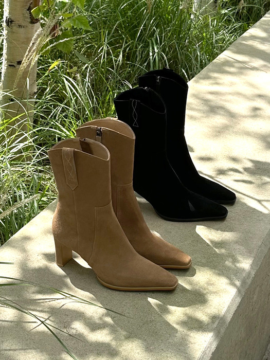 Western ankle boots(Camel)