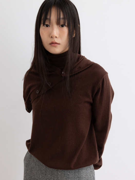 Layered Turtle-Neck Knit_Brown