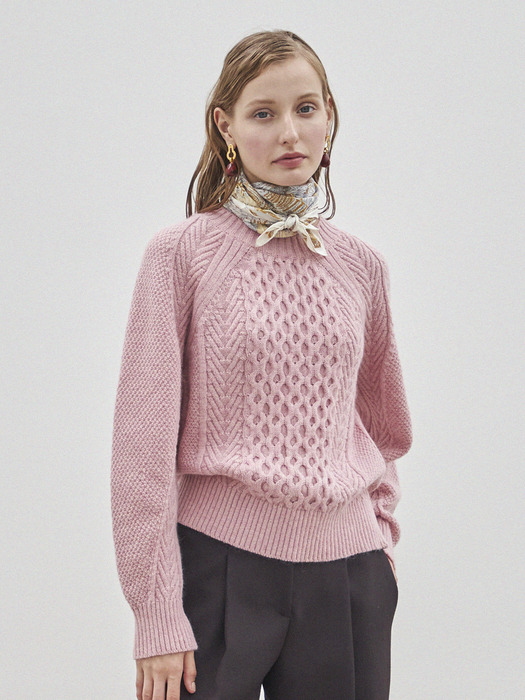 CABLE SWEATER_PINK