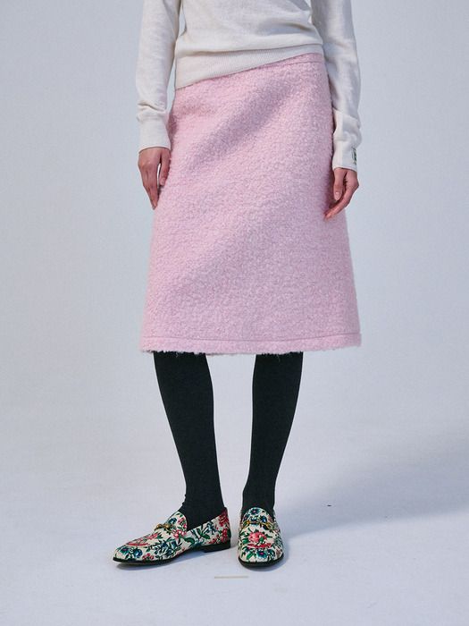 WOOL MIDI SKIRT_PINK