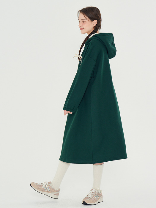 MET half zip-up fleece hood dress green