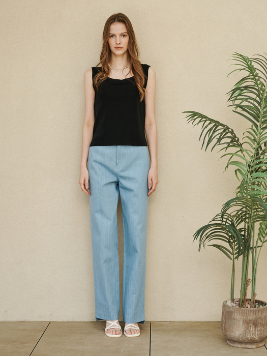 Semi Wide Denim Slacks