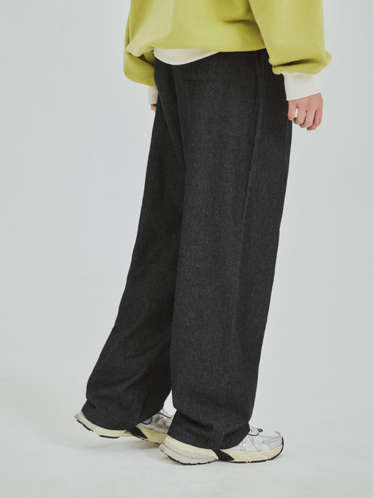 W/Easy Denim Semi-Wide Banding Pants(2color)