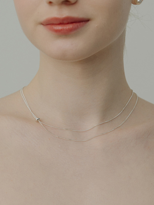 [Silver925] WE010 Silver ball layered necklace