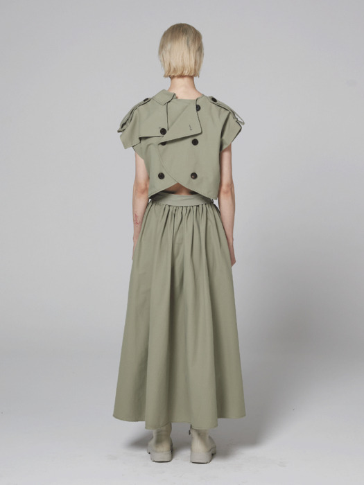 Signature wide sleeveless trench coat dress