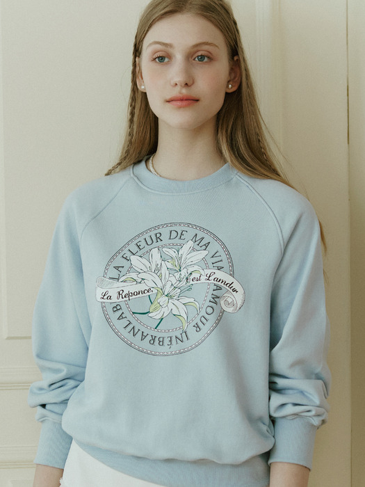Lily Print Sweatshirt - Sky Blue
