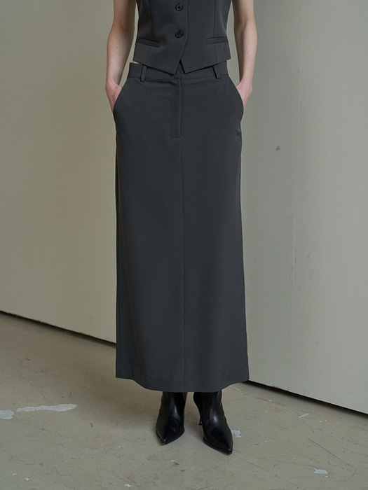 Classic Tailered Maxi Skirt Charcoal