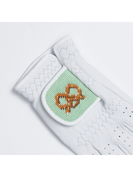 Pretzel Green Needlepoint Glove (Left)