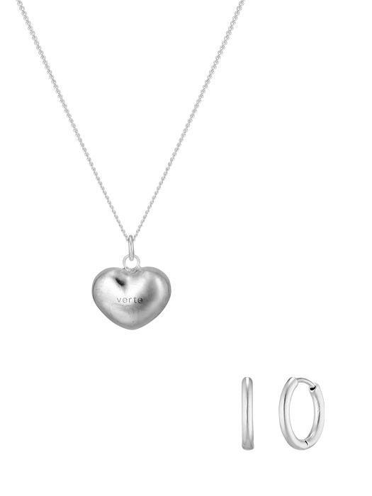 [단독][925 silver] Un.silver.95 cerise necklace (silver) + basic earring (2size)