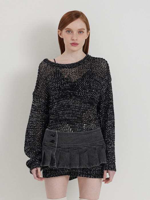 BLACK STAR SEE-THROUGH KNIT