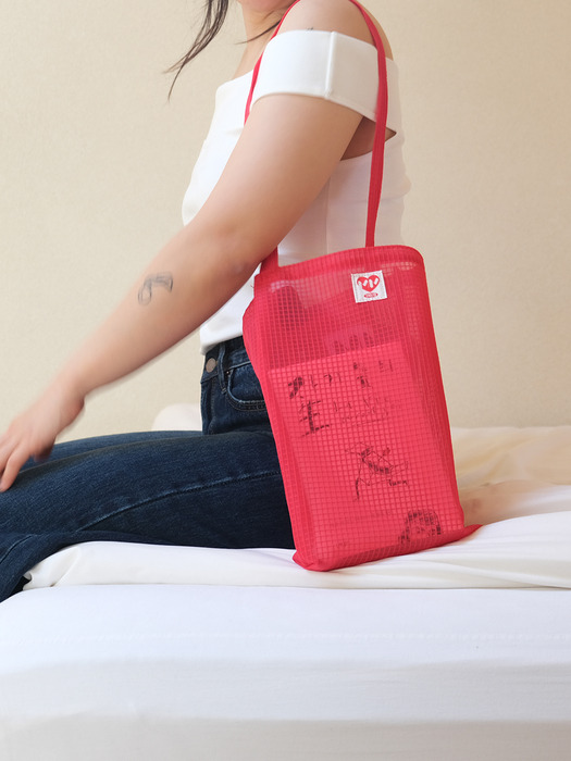 [MINMIN]USEFUL NYLON BAG (LOVE RED)