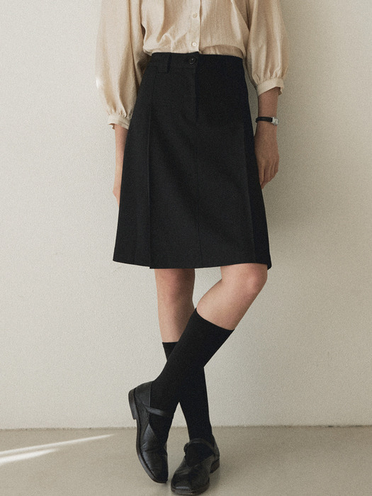 Pleated midi skirt_Black