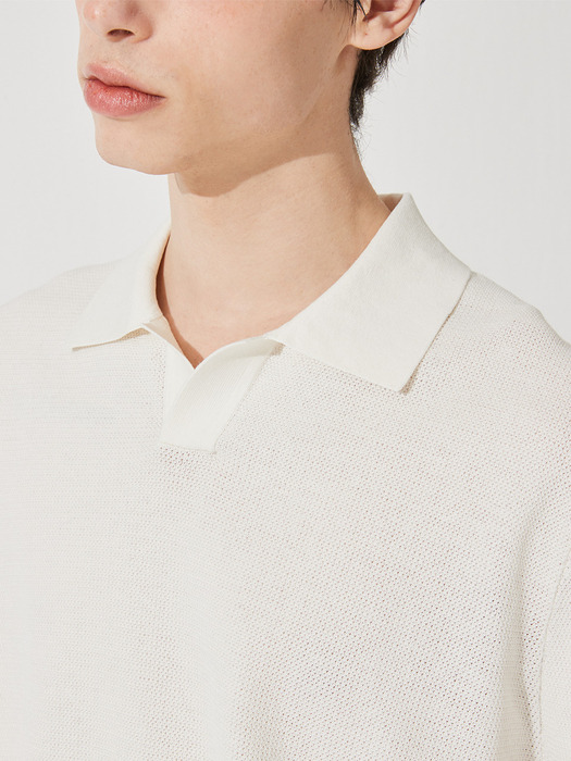 Texture  open shirt pullover _ White (WH) M42MPU022WH