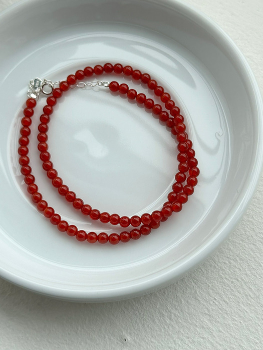 [silver925] red onyx short necklace