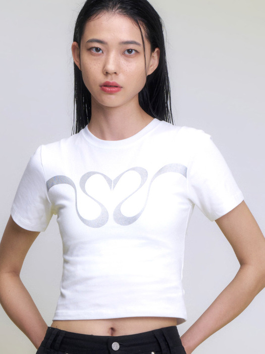 시그니처 하트 핏티드 크롭 티셔츠 - 4 COLOR