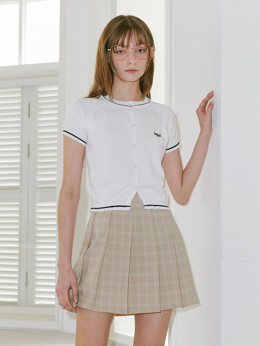 Basic check pleats Skirt BEIGE