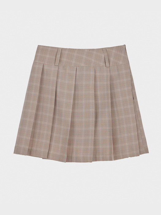 Basic check pleats Skirt BEIGE