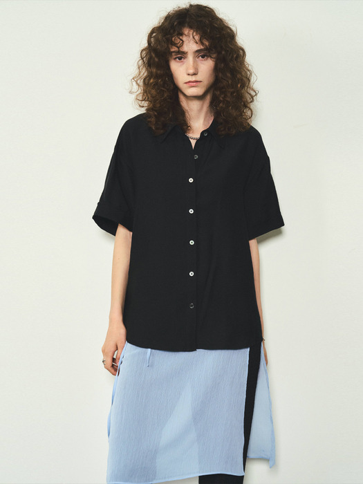 Summer Wool Half-Sleeve shirts_CTT326(Black)