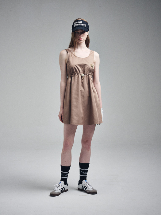 SLEEVELESS MINI DRESS METAL BLOOMMARDI WAPPEN_BEIGE