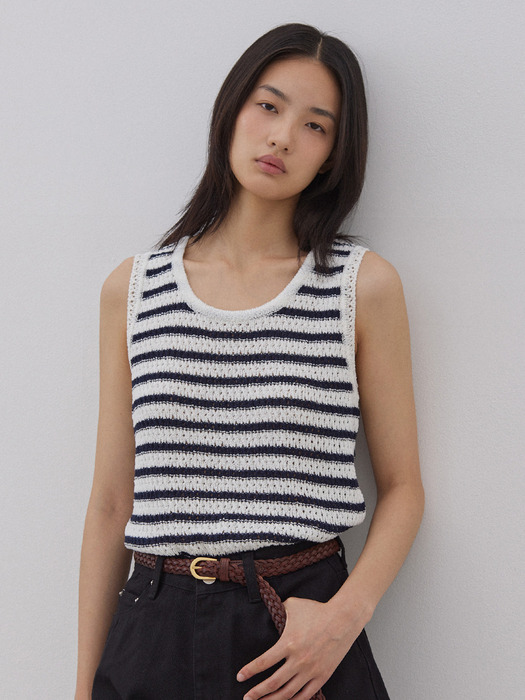 MARINE STRIPE KNIT SLEEVELESS (3colors)