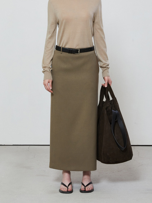 STANDARD FIT LONG SKIRT - KHAKI