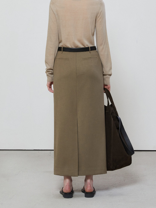 STANDARD FIT LONG SKIRT - KHAKI