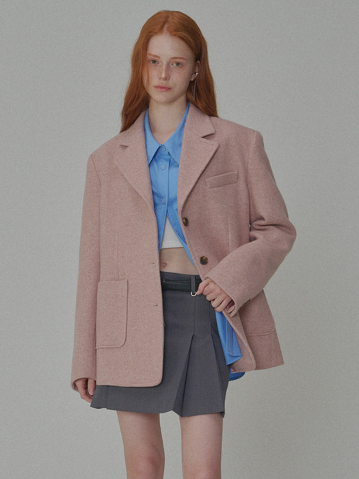 Over-fit Wool Twill jacket_Pink