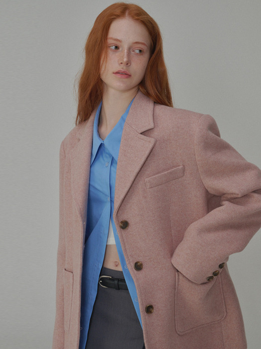 Over-fit Wool Twill jacket_Pink