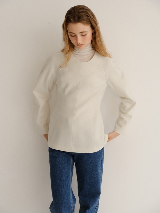 wool silhouette blouse (ivory)