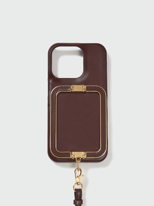 Phone Case with Leather Strap - Burgundy