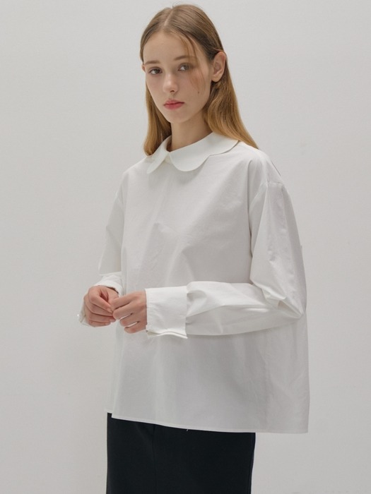 Flower Collar Overfit Shirt_White