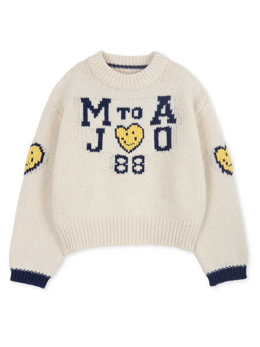 Smiley Hearts Wool Knit [Ivory]