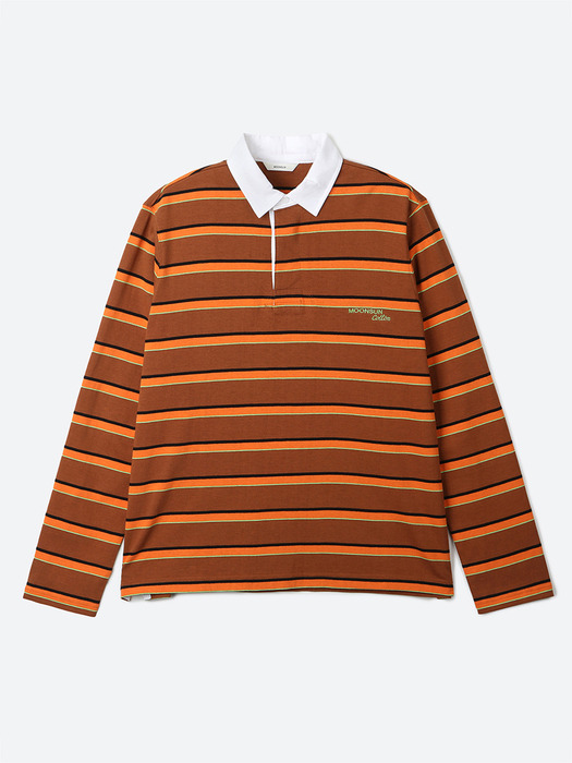 02 M.C UNISEX, Stripe Rugby Shirt / Orange Stripe