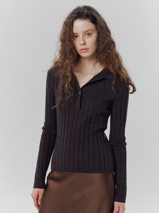 Nora Buttoned Knit in Dark Brown