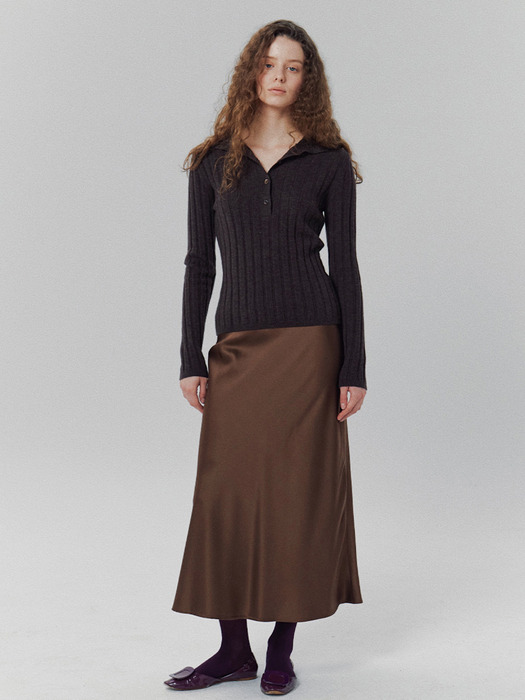 Nora Buttoned Knit in Dark Brown