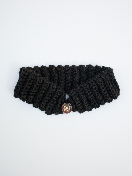 Wool blend knit ear warmer and hairband (Black)