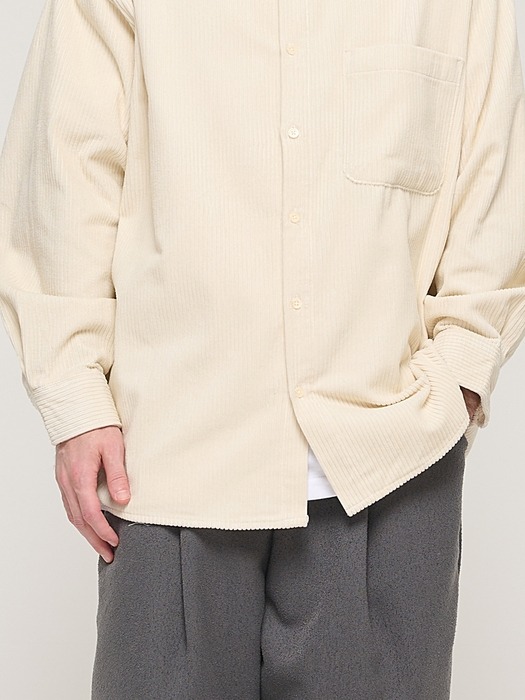 Y2K STYLE CORDUROY OVER SHIRT (IVORY)