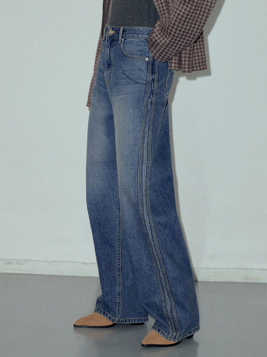 Track Line Denim Pants_CTD412(Blue)