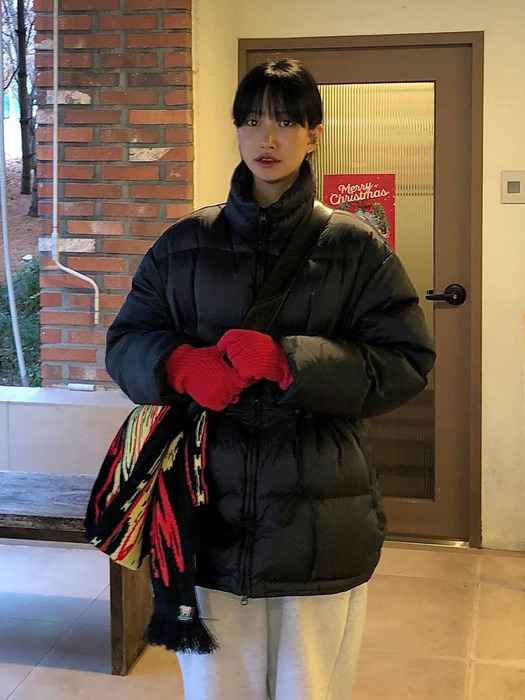 High Neck Midi Duck Down Puffer_CTP803(Black)