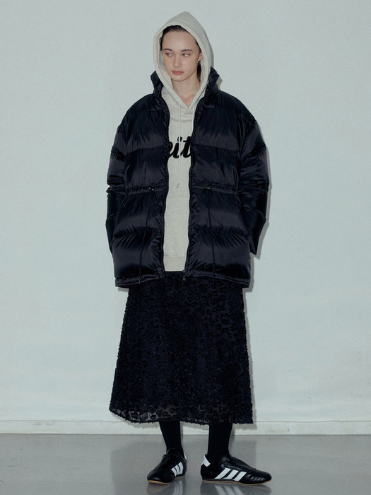 High Neck Midi Duck Down Puffer_CTP803(Black)