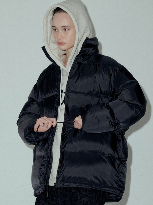 High Neck Midi Duck Down Puffer_CTP803(Black)