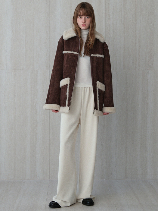 vintage shearling half jacket (brown)