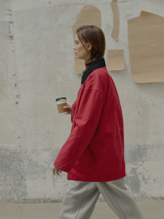 COTTON HALF WORK JACKET (RED)